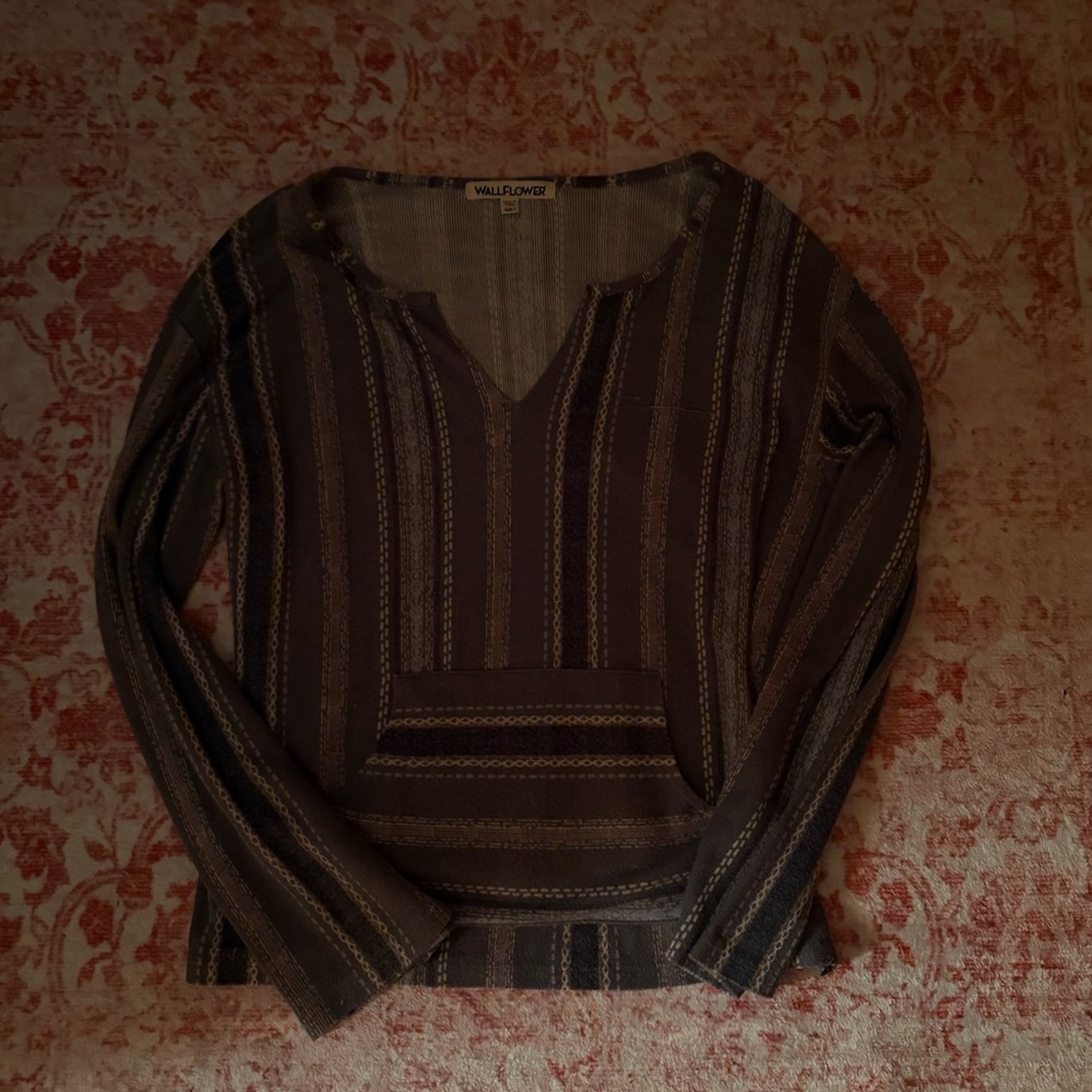 Willow & Clay Charcoal Striped Knit Top